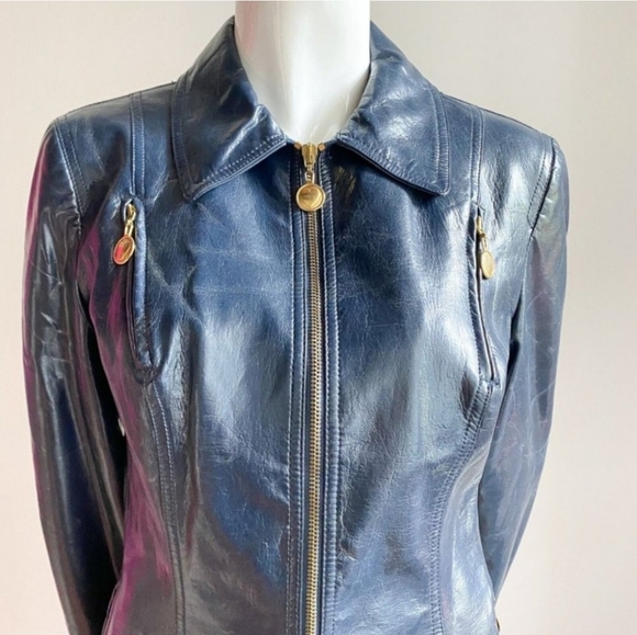 Moschino Jeans Faux Leather hearts zipper Jacket - Picture 2 of 8